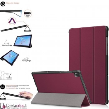 Dirbtinės odos atverčiamas dėklas - bordo spalvos (Lenovo tab m10 10.1 (3rd gen) (TB328FU-TB328XU)